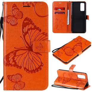 For Huawei Honor 30 3D Butterflies Embossing Pattern Horizontal Flip Leather Case with Holder & Card Slot & Wallet(Orange)