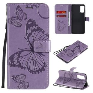 For Huawei Honor Play 4T Pro 3D Butterflies Embossing Pattern Horizontal Flip Leather Case with Holder & Card Slot & Wallet(Purple)