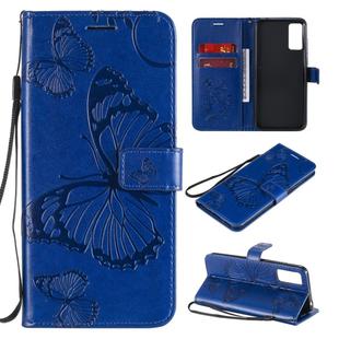 For Huawei Honor Play 4T Pro 3D Butterflies Embossing Pattern Horizontal Flip Leather Case with Holder & Card Slot & Wallet(Blue)