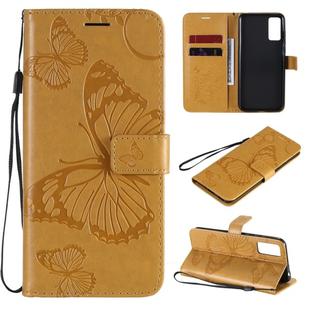 For Huawei Honor Play 4T Pro 3D Butterflies Embossing Pattern Horizontal Flip Leather Case with Holder & Card Slot & Wallet(Yellow)