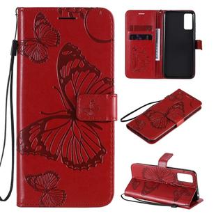 For Huawei Honor Play 4T Pro 3D Butterflies Embossing Pattern Horizontal Flip Leather Case with Holder & Card Slot & Wallet(Red)