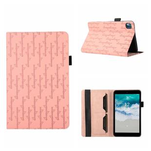 For Nokia T10 Lucky Bamboo Pattern Leather Tablet Case(Pink)