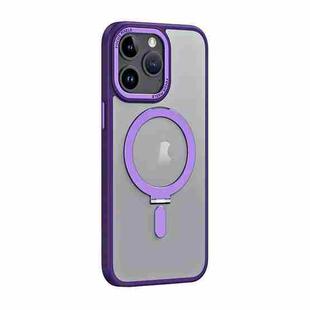 For iPhone 15 Pro Max Skin Feel MagSafe Shockproof Phone Case with Holder(Purple)