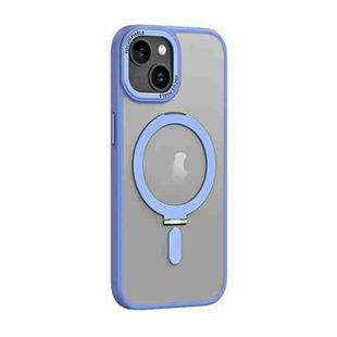 For iPhone 15 Skin Feel MagSafe Shockproof Phone Case with Holder(Light Blue)