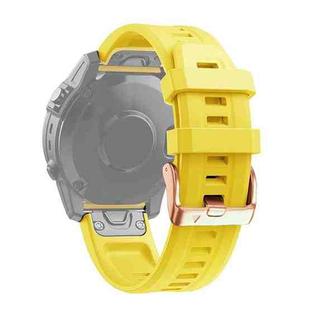 For Garmin Epix Pro 42mm Rose Gold Buckle Silicone Watch Band(Yellow)