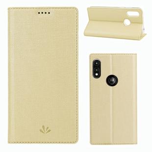For Motorola Moto E (2020) ViLi Shockproof TPU + PU Horizontal Flip Protective Case with Card Slot & Holder(Gold)