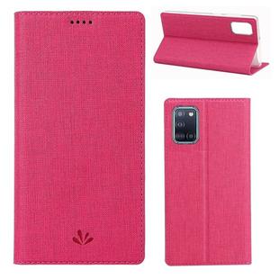 For Samsung Galaxy A31 ViLi Shockproof TPU + PU Horizontal Flip Protective Case with Card Slot & Holder(Rose Red)