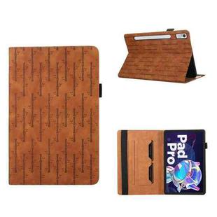 For Lenovo Xiaoxin Pad Pro 2022 11.2 Lucky Bamboo Pattern Leather Tablet Case(Brown)