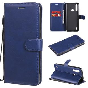 For Motorola Moto G8 Power Lite Solid Color Horizontal Flip Protective Leather Case with Holder & Card Slots & Wallet & Lanyard(Blue)