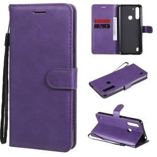 For Motorola Moto G8 Power Lite Solid Color Horizontal Flip Protective Leather Case with Holder & Card Slots & Wallet & Lanyard(Purple)