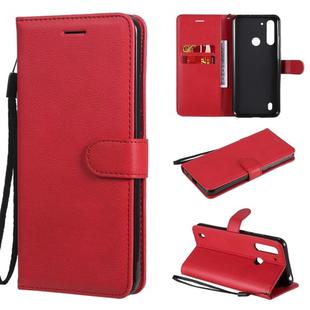 For Motorola Moto G8 Power Lite Solid Color Horizontal Flip Protective Leather Case with Holder & Card Slots & Wallet & Lanyard(Red)