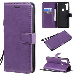 For Motorola Moto G8 Power Solid Color Horizontal Flip Protective Leather Case with Holder & Card Slots & Wallet & Lanyard(Purple)