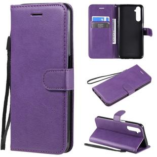 For OPPO Realme 6 Solid Color Horizontal Flip Protective Leather Case with Holder & Card Slots & Wallet & Lanyard(Purple)