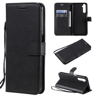 For OPPO Realme 6 Solid Color Horizontal Flip Protective Leather Case with Holder & Card Slots & Wallet & Lanyard(Black)