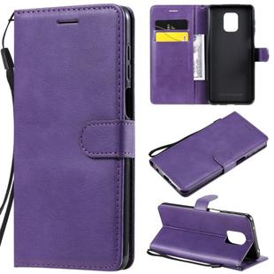 For Xiaomi Redmi Note 9S / Note 9 Pro Solid Color Horizontal Flip Protective Leather Case with Holder & Card Slots & Wallet & Lanyard(Purple)