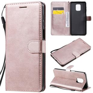 For Xiaomi Redmi Note 9S / Note 9 Pro Solid Color Horizontal Flip Protective Leather Case with Holder & Card Slots & Wallet & Lanyard(Rose Gold)