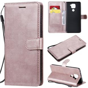For Xiaomi Redmi Note 9 / 10X 4G Solid Color Horizontal Flip Protective Leather Case with Holder & Card Slots & Wallet & Lanyard(Rose Gold)