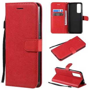 For Huawei nova 7 Solid Color Horizontal Flip Protective Leather Case with Holder & Card Slots & Wallet & Lanyard(Red)