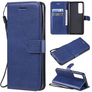 For Huawei nova 7 Pro Solid Color Horizontal Flip Protective Leather Case with Holder & Card Slots & Wallet & Lanyard(Blue)