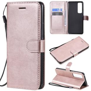 For Huawei nova 7 Pro Solid Color Horizontal Flip Protective Leather Case with Holder & Card Slots & Wallet & Lanyard(Rose Gold)