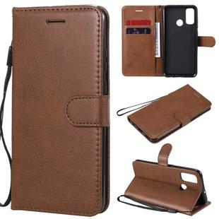 For Huawei P smart 2020 Solid Color Horizontal Flip Protective Leather Case with Holder & Card Slots & Wallet & Lanyard(Brown)