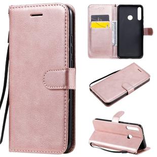 For Huawei P40 lite E / Y7p / Honor 9C Solid Color Horizontal Flip Protective Leather Case with Holder & Card Slots & Wallet & Lanyard(Rose Gold)