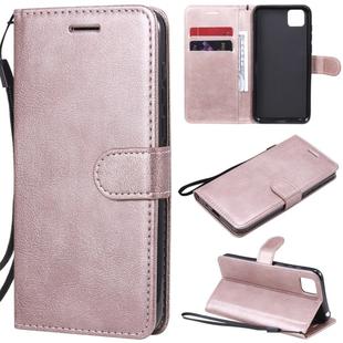 For Huawei Y5p / Honor 9S Solid Color Horizontal Flip Protective Leather Case with Holder & Card Slots & Wallet & Lanyard(Rose Gold)
