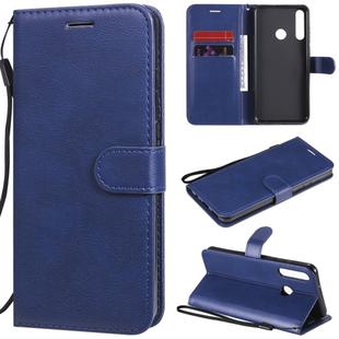 For Huawei Y6p Solid Color Horizontal Flip Protective Leather Case with Holder & Card Slots & Wallet & Lanyard(Blue)