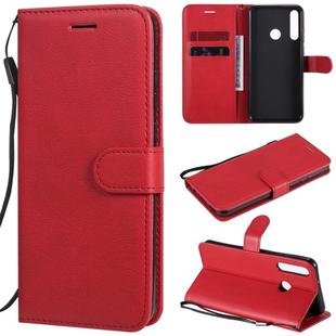 For Huawei Y6p Solid Color Horizontal Flip Protective Leather Case with Holder & Card Slots & Wallet & Lanyard(Red)