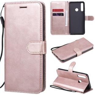 For Huawei Y6p Solid Color Horizontal Flip Protective Leather Case with Holder & Card Slots & Wallet & Lanyard(Rose Gold)
