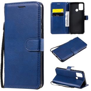 For Huawei Honor 9A Solid Color Horizontal Flip Protective Leather Case with Holder & Card Slots & Wallet & Lanyard(Blue)