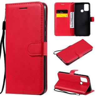 For Huawei Honor 9A Solid Color Horizontal Flip Protective Leather Case with Holder & Card Slots & Wallet & Lanyard(Red)