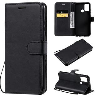 For Huawei Honor 9A Solid Color Horizontal Flip Protective Leather Case with Holder & Card Slots & Wallet & Lanyard(Black)