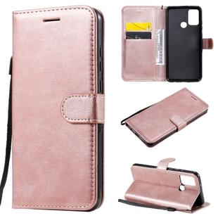 For Huawei Honor 9A Solid Color Horizontal Flip Protective Leather Case with Holder & Card Slots & Wallet & Lanyard(Rose Gold)