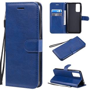 For Huawei Honor 30 Solid Color Horizontal Flip Protective Leather Case with Holder & Card Slots & Wallet & Lanyard(Blue)