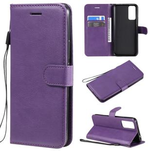 For Huawei Honor 30 Solid Color Horizontal Flip Protective Leather Case with Holder & Card Slots & Wallet & Lanyard(Purple)