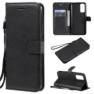 For Huawei Honor 30 Solid Color Horizontal Flip Protective Leather Case with Holder & Card Slots & Wallet & Lanyard(Black)