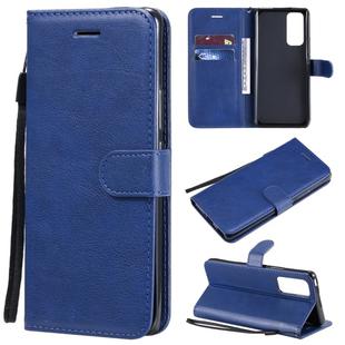 For Huawei Honor 30 Pro Solid Color Horizontal Flip Protective Leather Case with Holder & Card Slots & Wallet & Lanyard(Blue)