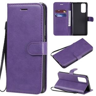 For Huawei Honor 30 Pro Solid Color Horizontal Flip Protective Leather Case with Holder & Card Slots & Wallet & Lanyard(Purple)