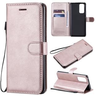 For Huawei Honor 30 Pro Solid Color Horizontal Flip Protective Leather Case with Holder & Card Slots & Wallet & Lanyard(Rose Gold)