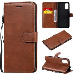 For Huawei Honor Play 4T Pro Solid Color Horizontal Flip Protective Leather Case with Holder & Card Slots & Wallet & Lanyard(Brown)