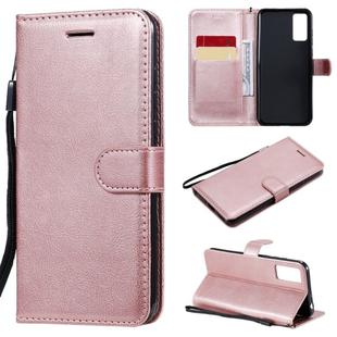 For Huawei Honor Play 4T Pro Solid Color Horizontal Flip Protective Leather Case with Holder & Card Slots & Wallet & Lanyard(Rose Gold)