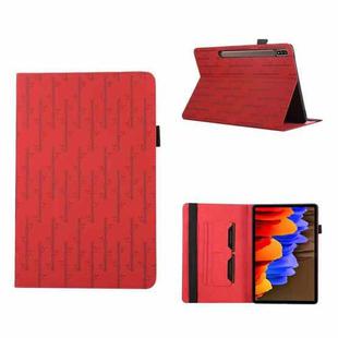 For Samsung Galaxy Tab S8+ / S7+ Lucky Bamboo Pattern Leather Tablet Case(Red)