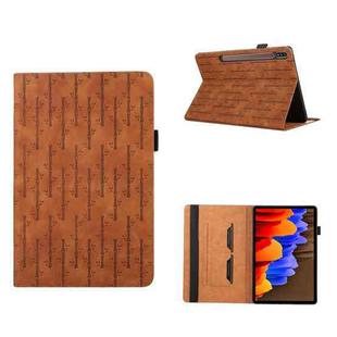 For Samsung Galaxy Tab S8+ / S7+ Lucky Bamboo Pattern Leather Tablet Case(Brown)