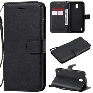 For Nokia 1.3 Solid Color Horizontal Flip Protective Leather Case with Holder & Card Slots & Wallet & Photo Frame & Lanyard(Black)