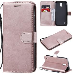 For Nokia 1.3 Solid Color Horizontal Flip Protective Leather Case with Holder & Card Slots & Wallet & Photo Frame & Lanyard(Rose Gold)