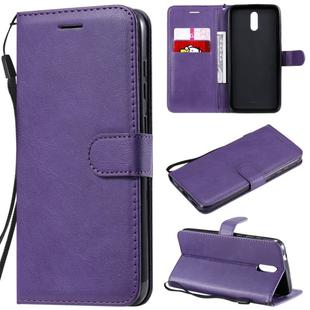 For Nokia 2.3 Solid Color Horizontal Flip Protective Leather Case with Holder & Card Slots & Wallet & Photo Frame & Lanyard(Purple)