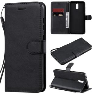 For Nokia 2.3 Solid Color Horizontal Flip Protective Leather Case with Holder & Card Slots & Wallet & Photo Frame & Lanyard(Black)