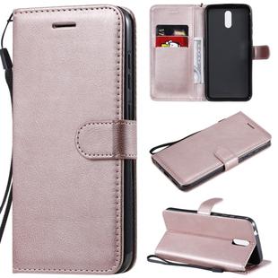 For Nokia 2.3 Solid Color Horizontal Flip Protective Leather Case with Holder & Card Slots & Wallet & Photo Frame & Lanyard(Rose Gold)