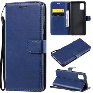 For Samsung Galaxy A31 Solid Color Horizontal Flip Protective Leather Case with Holder & Card Slots & Wallet & Photo Frame & Lanyard(Blue)